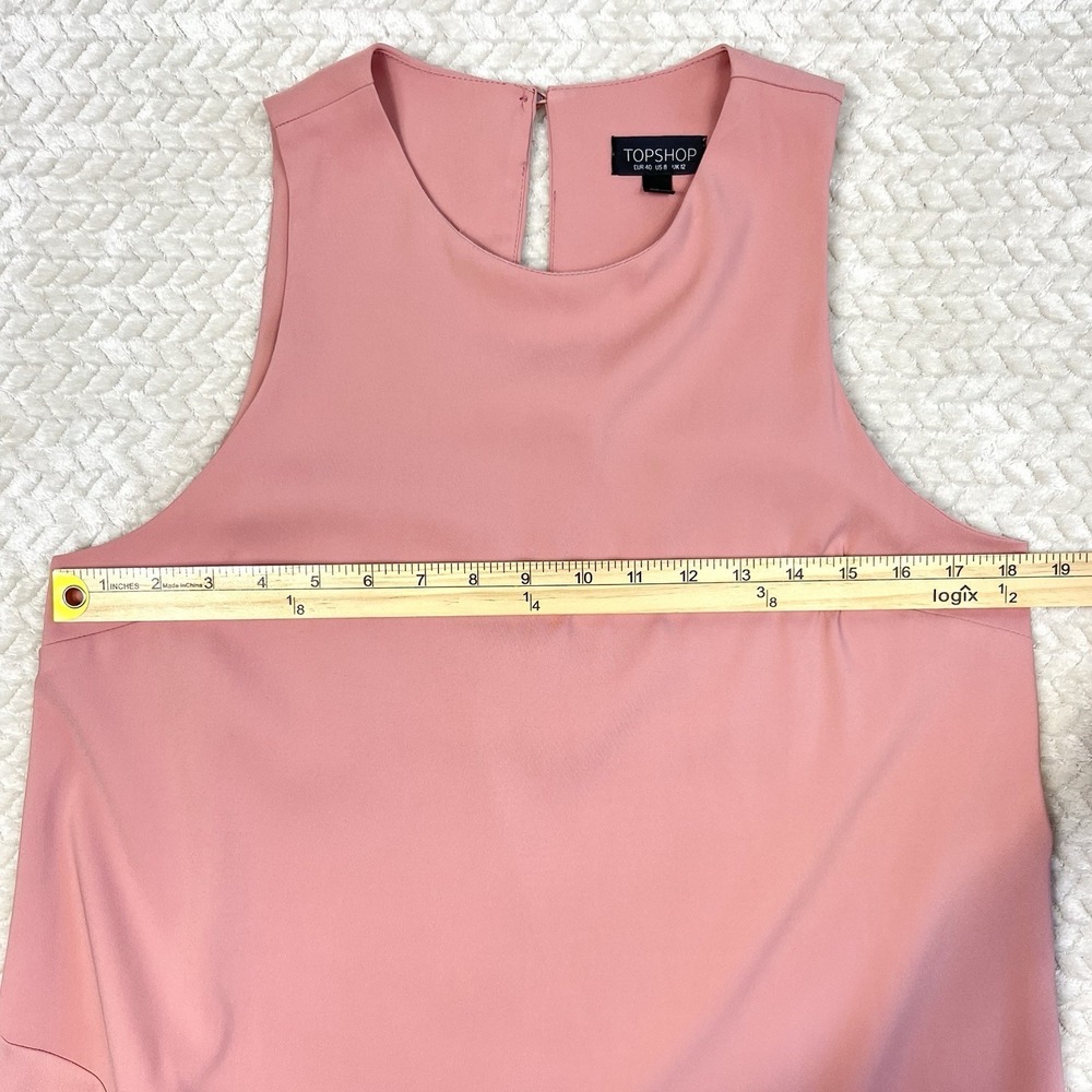 Topshop Asymmetrical Ruffle Midi Dress Dusty Rose Size 8 Prom Soft Girl Romantic - Picture 8 of 14